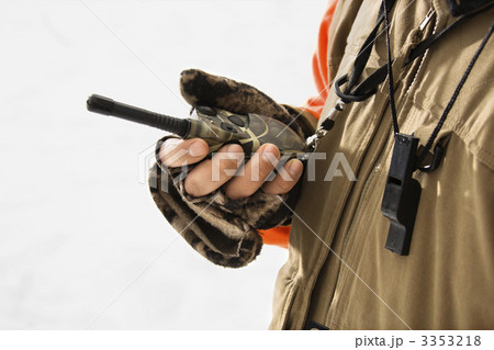 Hand holding walkie talkie. 3353218