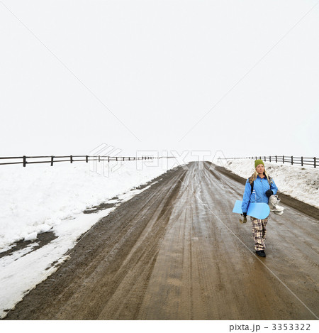 Woman with snowboard. 3353322
