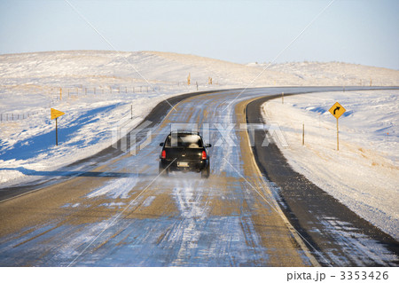 Automobile on icy road. Automobile on icy road. 3353426