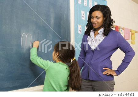 Teacher and Student at Blackboard Teacher and Student at Blackboard 3354431