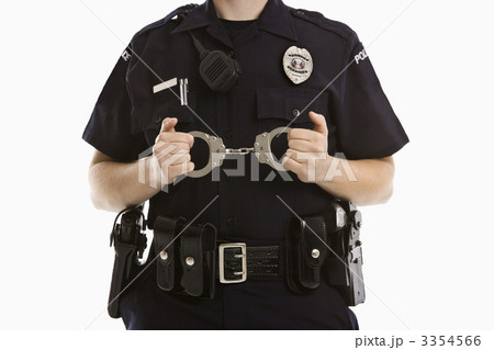 Policewoman with handcuffs. 3354566