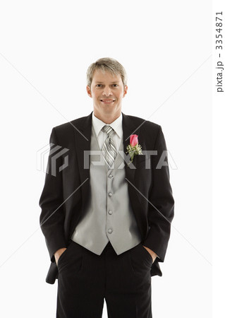 Groom in tuxedo. Groom in tuxedo. 3354871