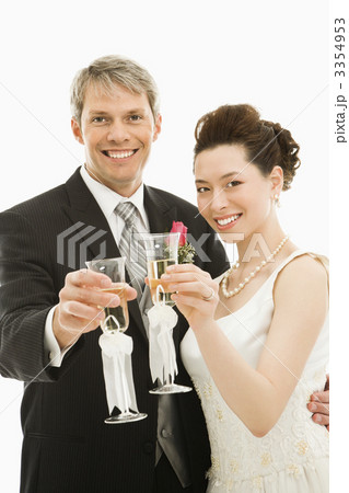 Bride and groom toasting. 3354953
