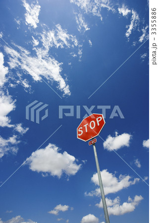 Stop sign in sky. 3355886