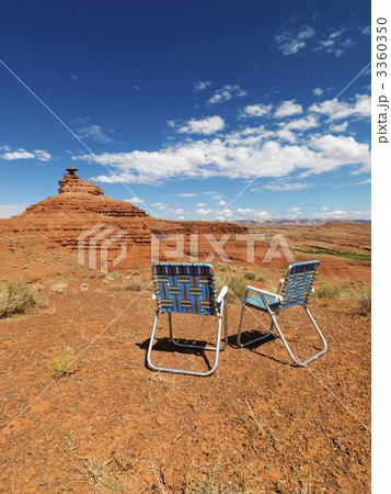 Lawn chairs in desert. 3360350