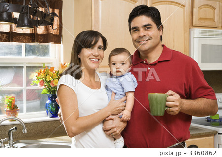 Family in kitchen. 3360862