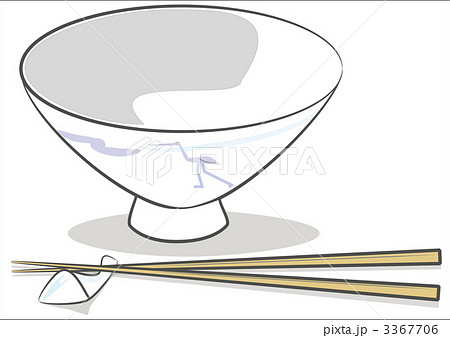 茶碗と箸と箸枕のイラスト素材