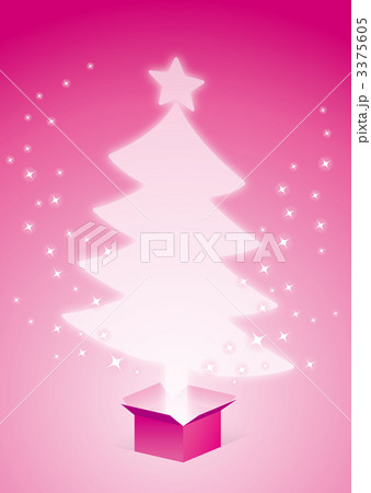 箱から飛び出した光のクリスマスツリーピンク 3375605
