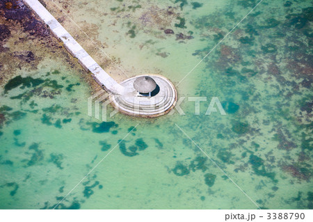 Above view of long jetty in ocean 3388790