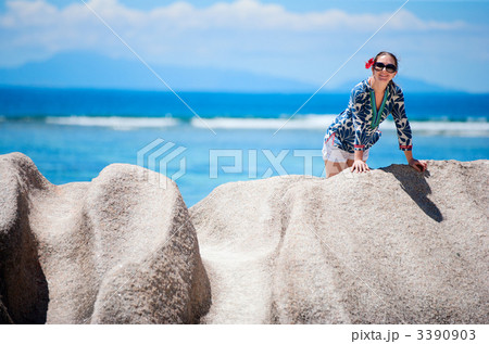 Woman on vacation in Seychelles 3390903