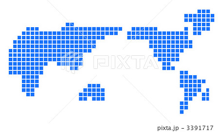 ドットで描かれた世界地図のイラスト素材