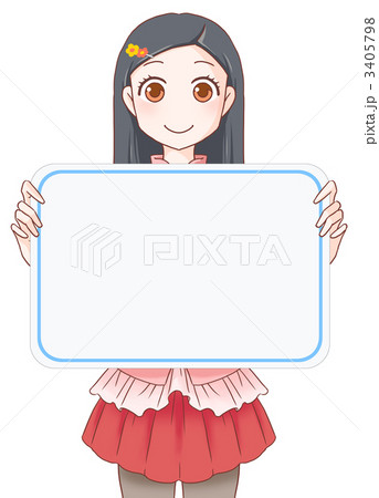 女性とパネル青 女性とパネル青 3405798