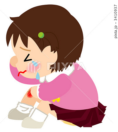 怪我をして泣いている女の子のイラスト素材 3410937 Pixta