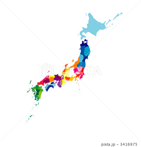 カラフルな日本地図のイラスト素材