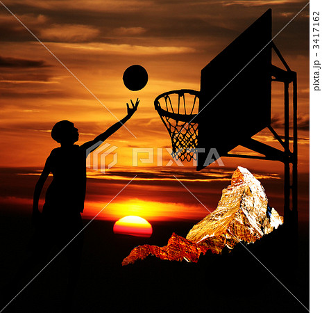 Lay Up Shoot Silhouette And Matterhorn Stock Illustration