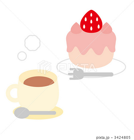 イチゴケーキと紅茶 のイラスト素材