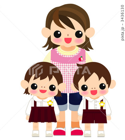 保育士さんと園児2人 3436130