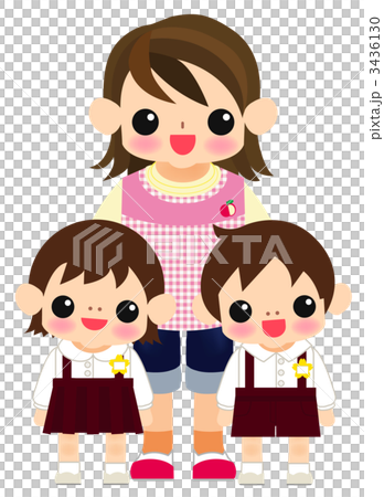 保育士さんと園児2人 3436130