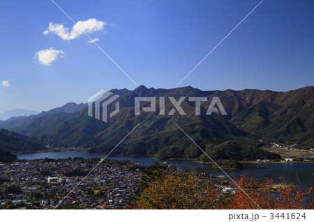 富士河口湖町と湖畔の風景1 3441624