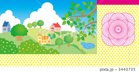宝くじ　夏　抽選券　風景のイラスト 3443735