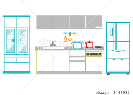 キッチン 炊事場 システムキッチンのイラスト素材 3447955 Pixta