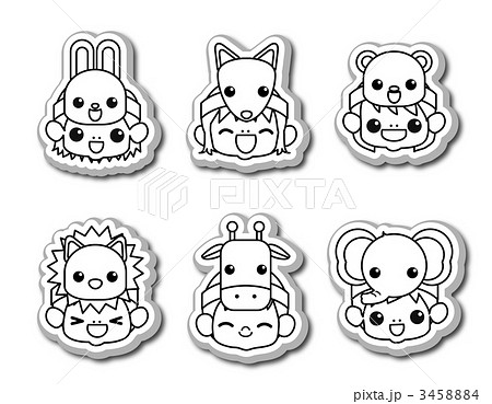 お面をつけた子供達のイラスト素材 お面をつけた子供達のイラスト素材