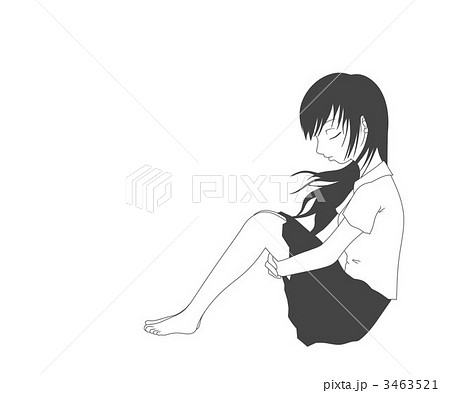 Sitting On The Floor With Arms Around Knees Stock Illustration