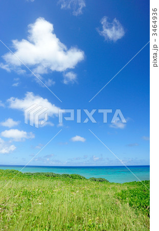 野原と海と青空（与論島） 3464936