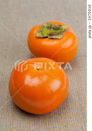 麻の上の富有柿2個 縦 麻の上の富有柿2個 縦 3470916