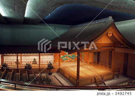 京都観世会館 能舞台の橋懸と橋掛りの写真素材