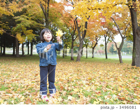 紅葉と女の子 3496081