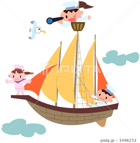 帆船と子供たち 3496253