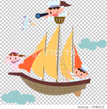 帆船と子供たち 3496253