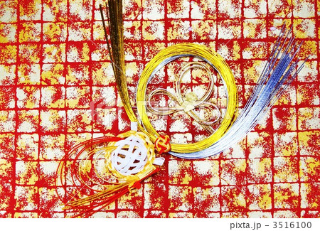 正月イメージ・水引亀の子和紙バック横位置 3516100