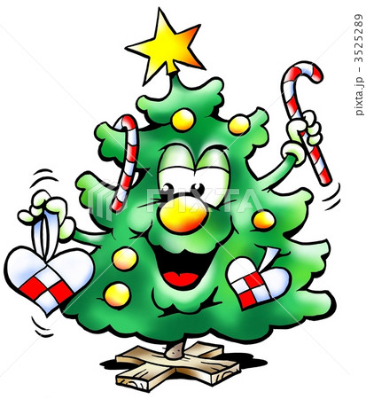 Christmas tree holding a Christmas heart and a candy cane Christmas tree holding a Christmas heart and a candy cane 3525289