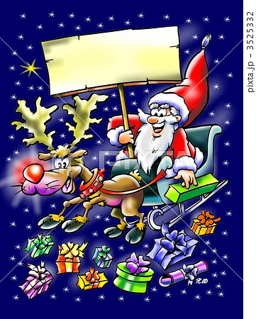 Santa Claus in his sleigh with a big sign Santa Claus in his sleigh with a big sign 3525332