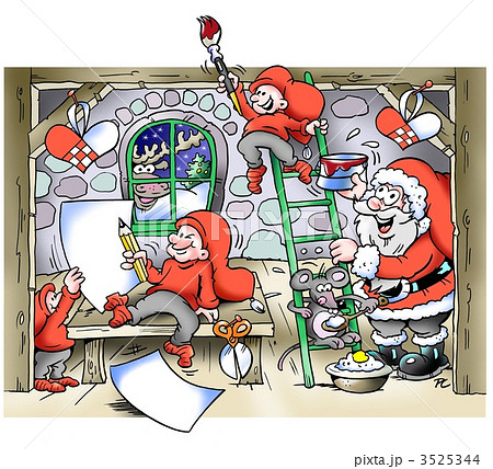 Santa Claus in his workshop in a busy month of December Santa Claus in his workshop in a busy month of December 3525344