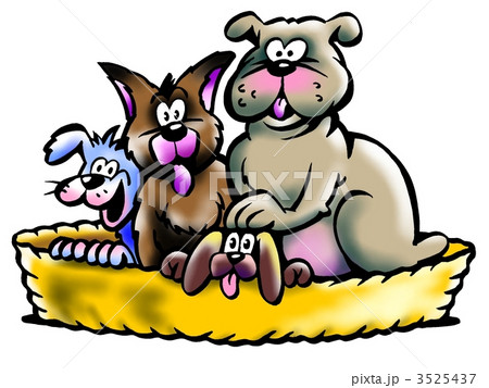 Dogs sitting in a dog basket 3525437