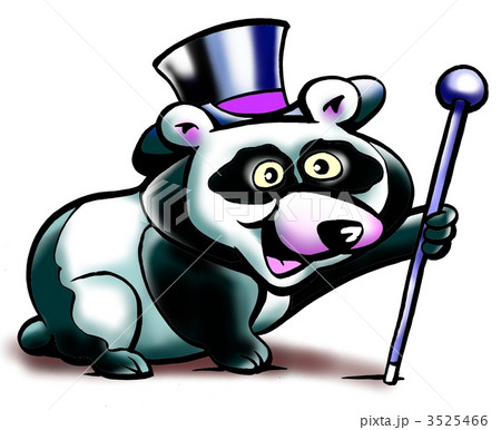 Panda bear with a bit black party hat on his head 3525466
