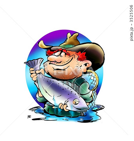 Proud Angler with a big salmon fish 3525506