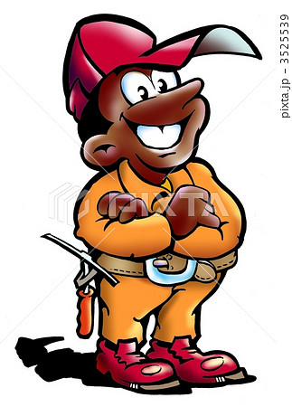 Window cleaner standing with his arms crossed in a orange overal 3525539