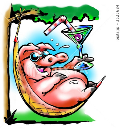 Fat Pig resting in a hammock 3525684