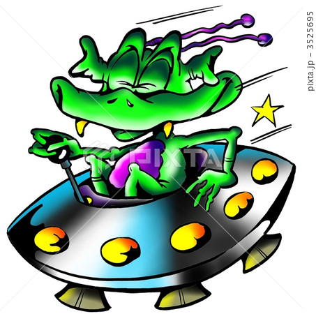 Alien flying UFO in the space 3525695