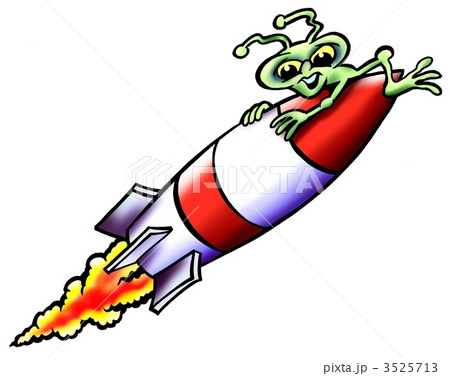 Alien sitting on a fire rocket 3525713
