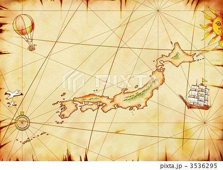 古い日本地図のイラスト素材