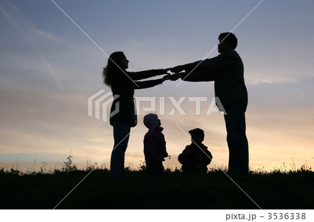 family of four on sunset sky family of four on sunset sky 3536338
