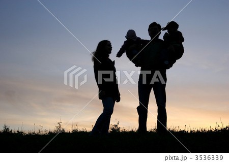 family with children on hands, sunset sky family with children on hands, sunset sky 3536339