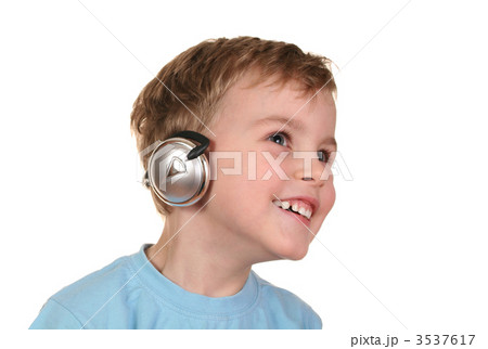 happy boy with headphones happy boy with headphones 3537617