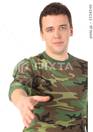 man in camouflage greets 3558540