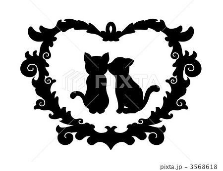 キス ハート 猫のイラスト素材 3568618 Pixta